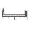 Cadre de lit sans matelas gris bois massif 