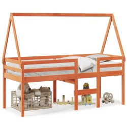 Lit haut sans matelas cire marron 90x200 cm bois de pin massif 