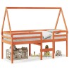 Lit haut sans matelas cire marron 90x200 cm bois de pin massif 