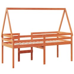 Lit haut sans matelas cire marron 90x200 cm bois de pin massif 