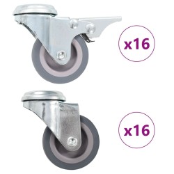 32 pcs Roulettes pivotantes à trou de boulon 50 mm 
