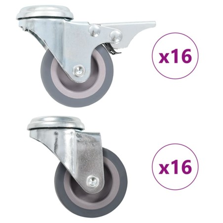 32 pcs Roulettes pivotantes à trou de boulon 50 mm 