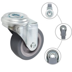 32 pcs Roulettes pivotantes à trou de boulon 50 mm 