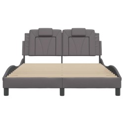 Cadre de lit sans matelas gris 120x200 cm similicuir 