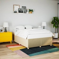 Cadre de lit sans matelas crème 160x200 cm tissu 