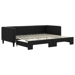 Lit de jour avec gigogne sans matelas noir 90x200 cm 