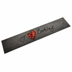 Tapis de cuisine lavable texte Cooking 60x300 cm velours 