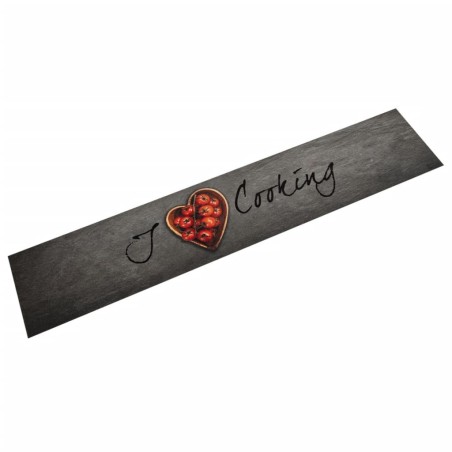 Tapis de cuisine lavable texte Cooking 60x300 cm velours 