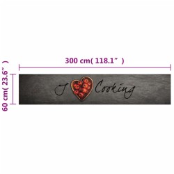 Tapis de cuisine lavable texte Cooking 60x300 cm velours 