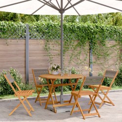 Ensemble à manger de jardin 5pcs gris polypropylène bois massif 