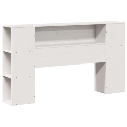 Lit bibliothèque sans matelas blanc 120x190 cm bois massif 