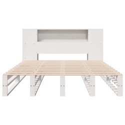 Lit bibliothèque sans matelas blanc 120x190 cm bois massif 