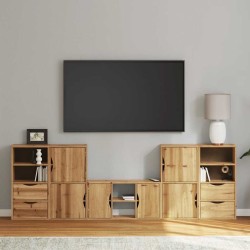 Meubles TV 5 pcs avec rangement ODDA bois de pin massif 