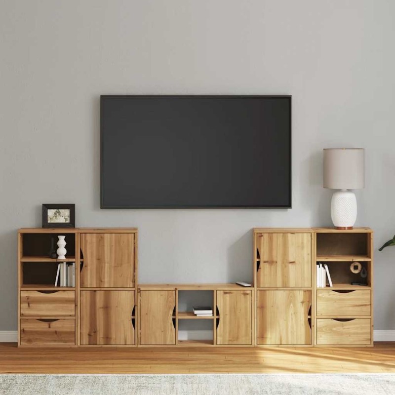 Meubles TV 5 pcs avec rangement ODDA bois de pin massif 