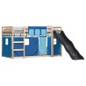 Lit superposé sans matelas avec toboggan et rideaux 80x200 cm 