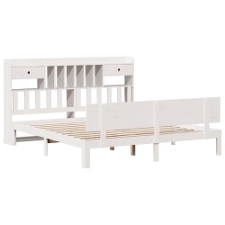 Lit bibliothèque sans matelas blanc 180x200 cm bois pin massif 