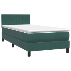 Sommier à lattes de lit et matelas vert foncé 80x210 cm velours 