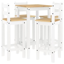 Ensemble de bar 5 pcs Blanc Bois de pin massif 