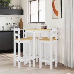 Ensemble de bar 5 pcs Blanc Bois de pin massif 