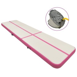 Tapis gonflable de gymnastique avec pompe 700x100x15cm PVC Rose 