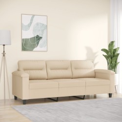 Canapé à 3 places Crème 180 cm Tissu microfibre 