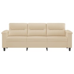 Canapé à 3 places Crème 180 cm Tissu microfibre 