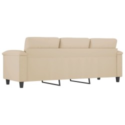 Canapé à 3 places Crème 180 cm Tissu microfibre 