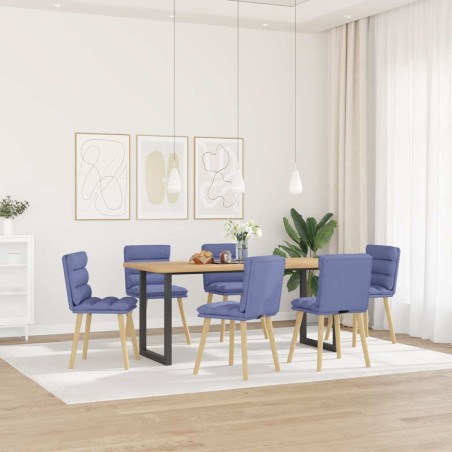Chaises à manger lot de 6 bleu jean tissu 