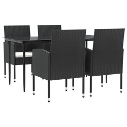 Ensemble à manger de jardin 5 pcs noir résine tressée et acier 