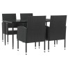Ensemble à manger de jardin 5 pcs noir résine tressée et acier 