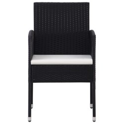 Ensemble à manger de jardin 5 pcs noir résine tressée et acier 