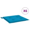Coussins de chaise jardin lot de 6 bleu 40x40x3 cm tissu oxford 