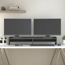 Support de moniteur Gris 100x24x16 cm Bois de pin solide 