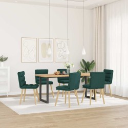 Chaises à manger lot de 6 vert foncé tissu 