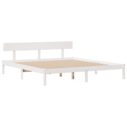 Lit bibliothèque sans matelas blanc 180x200 cm bois pin massif 