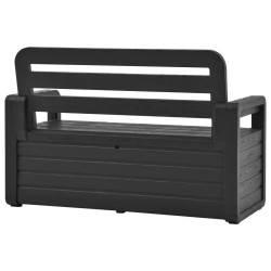 Banc de rangement de jardin 132,5 cm plastique anthracite 