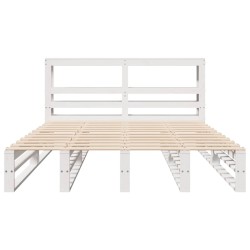 Cadre de lit sans matelas blanc 135x190 cm bois de pin massif 