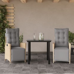 Ensemble à manger de jardin et coussins 3 pcs mélange beige 