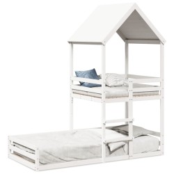 Lit superposé sans matelas blanc 80x200 cm bois de pin massif 