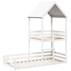 Lit superposé sans matelas blanc 80x200 cm bois de pin massif 