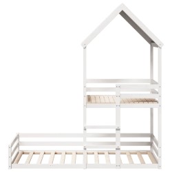 Lit superposé sans matelas blanc 80x200 cm bois de pin massif 