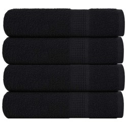 Serviettes de douche 4 pcs noir 70x140 cm 360 g/m² 100% coton 