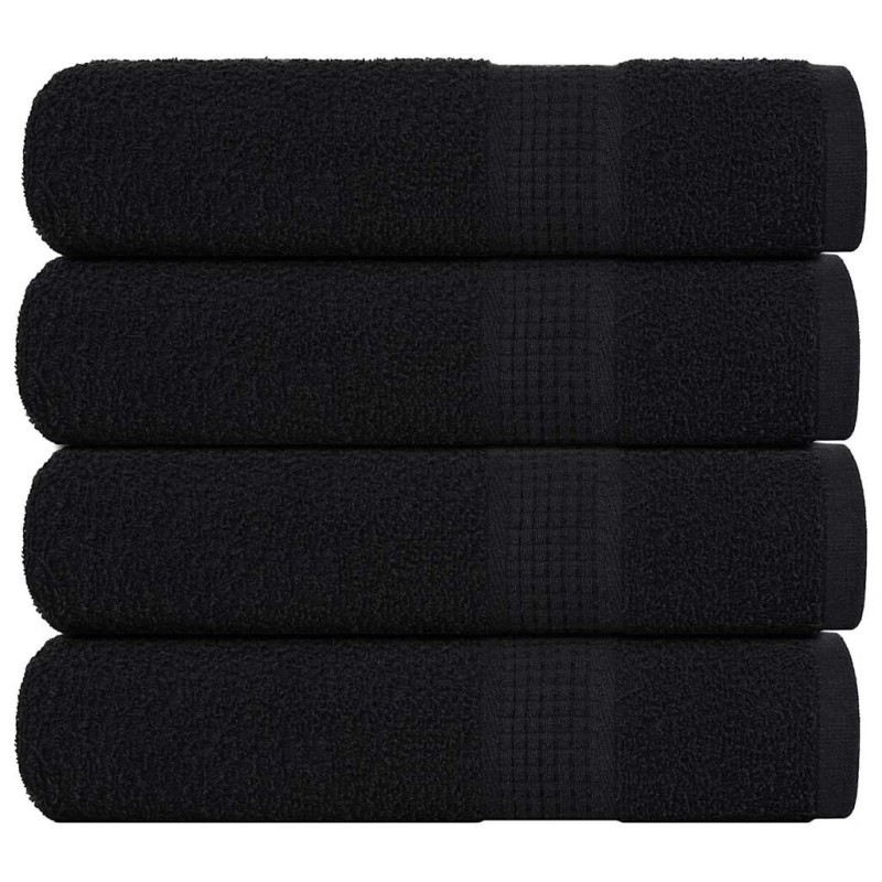 Serviettes de douche 4 pcs noir 70x140 cm 360 g/m² 100% coton 