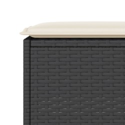 Ensemble de bar de jardin 3 pcs avec coussins noir poly rotin 