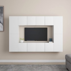 Ensemble de meubles TV 8 pcs Blanc Bois d'ingénierie 