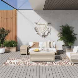 Tapis d'extérieur marron et blanc 80x250 cm design réversible 