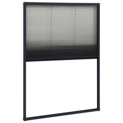Moustiquaire plissée pour fenêtre Aluminium Anthracite 80x120cm 