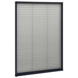 Moustiquaire plissée pour fenêtre Aluminium Anthracite 80x120cm 