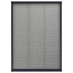 Moustiquaire plissée pour fenêtre Aluminium Anthracite 80x120cm 