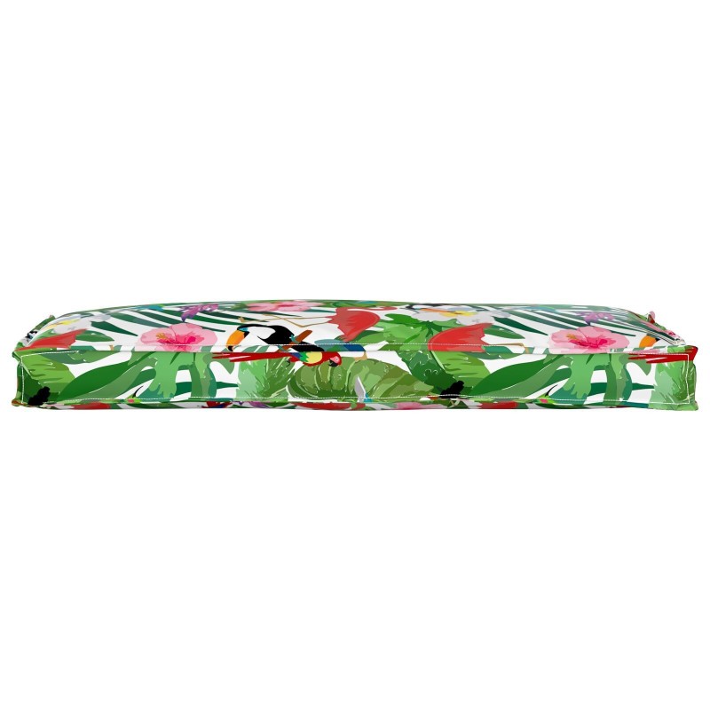 Coussin de palette pour banc Jungle tropicale 110x40x8 cm Tissu Oxford 